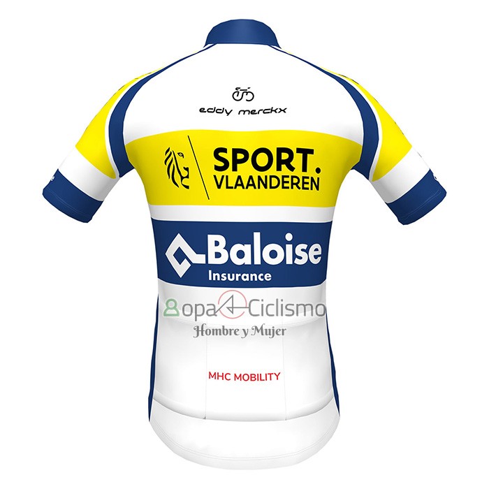 Sport Vlaanderen-Baloise Ropa Ciclismo Culotte Largo 2022 Hombre Mangas Largas Azul AMarillo